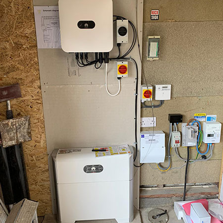 Solar panel battery storage system installed in home